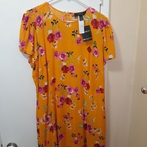 New Forever 21 Dress-Pink Floral Print on Yellow